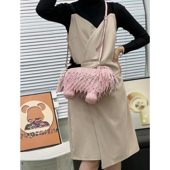 Cute Dog Shape Single Shoulder Bag Tassels Crossbody Bag - Picture 2 of 8